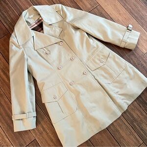 Vintage Khaki Fleece Lined Insulated Trench Spring Coat 16 Classic Pockets Tan
